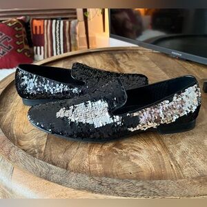 Giorgio Brutini Black & Silver Sequin Loafers